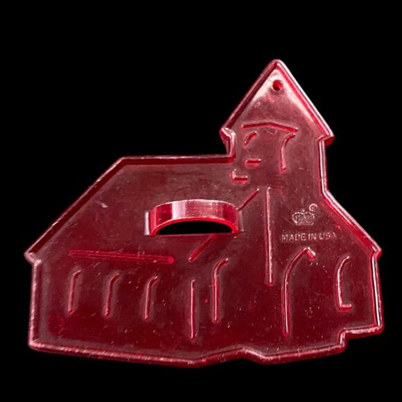 1970s Red Transparent HRM Country Church Plastic Cookie Cutter USA - Picture 1 of 5